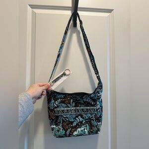 Vera Bradley Teal and Brown Floral Shoulder Bag